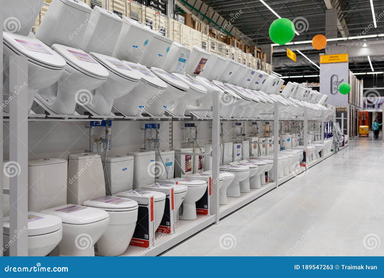 MINSK, BELARUS April 01, 2020 Assortment of Toilets in the Store