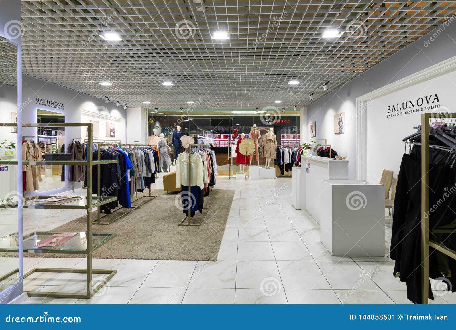 Minsk, Belarus - March 26, 2018: Interior Shot of Fashion Clothes Shop ...