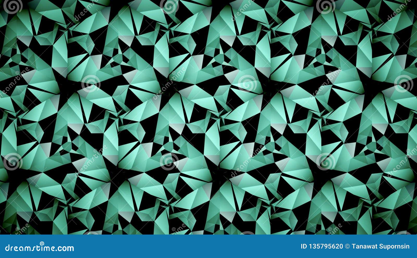 Mint Black Green Color Polygon Wallpaper Stock Illustration