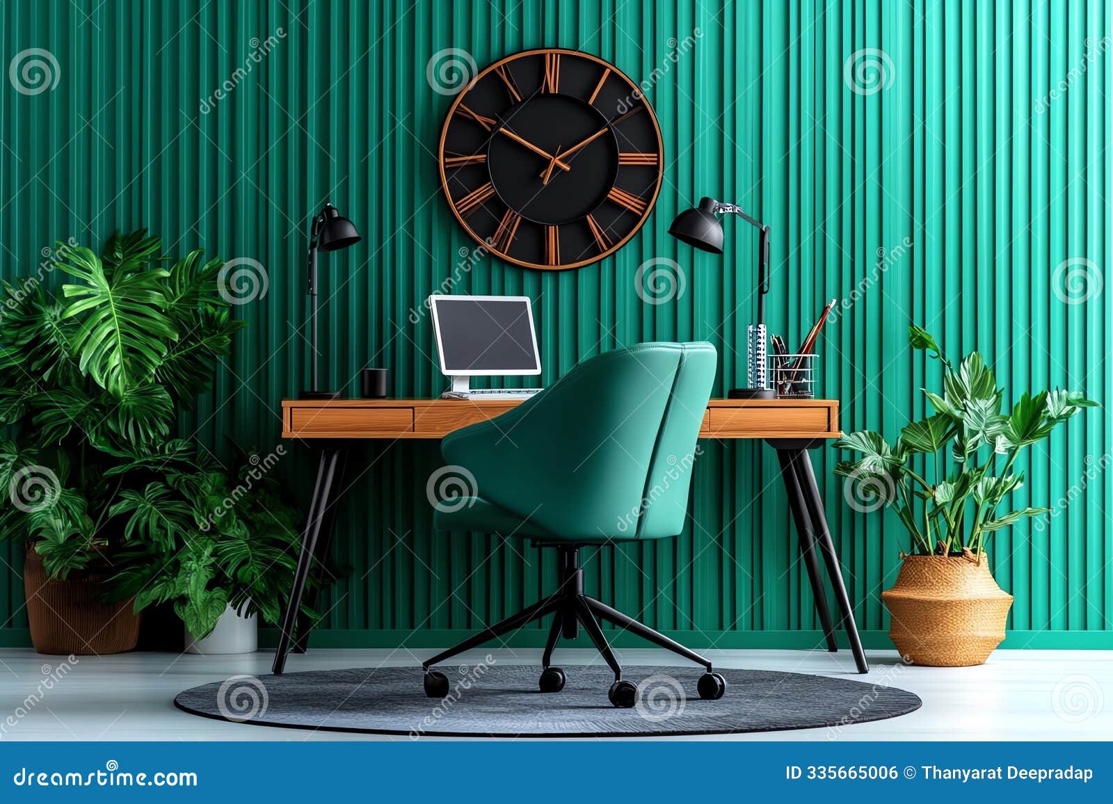 mint color home office with minimalist and calming decor, captured in a photo where a home office is ed with mint-colored