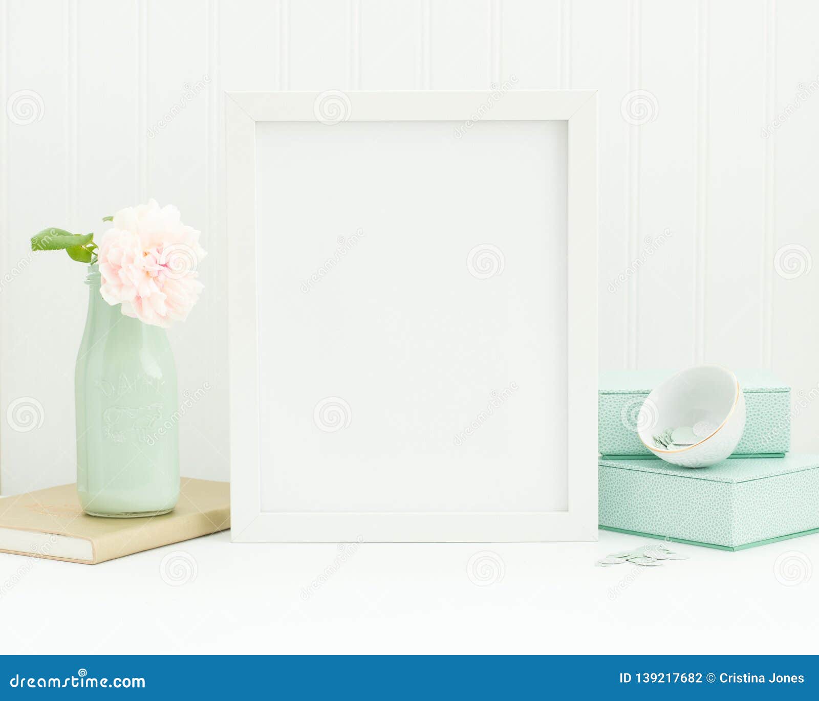 Mint Desk Mockup With Empty Frame Stock Photo Image Of Cristina