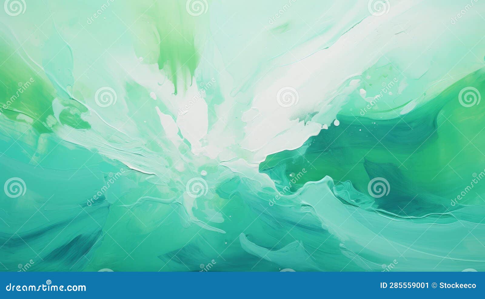 Mint Green Abstract Painting with Swirls and Minimalist Brushstrokes ...