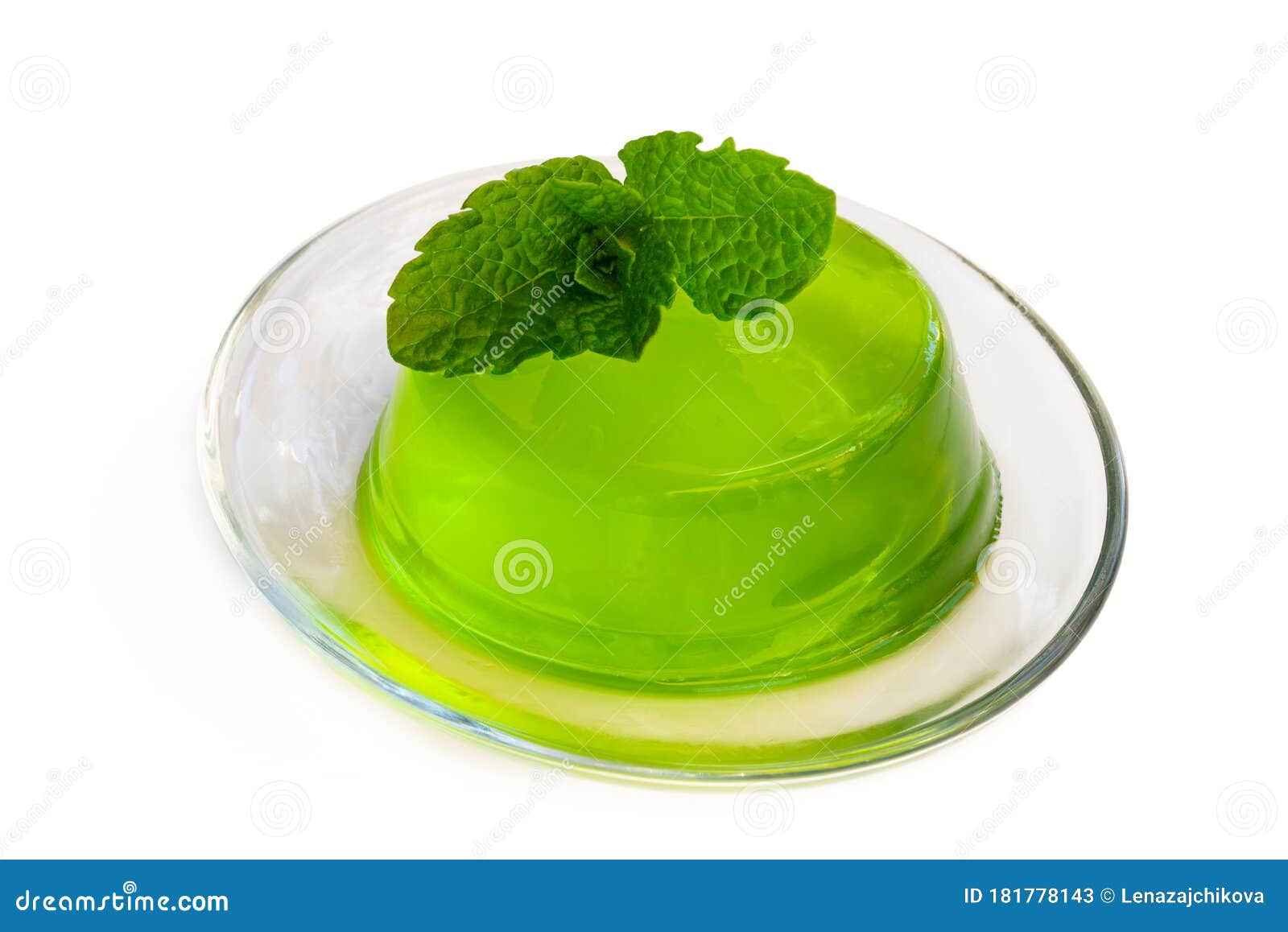 Mint Jelly on Glass Saucer Isolated on White Stock Image Image of