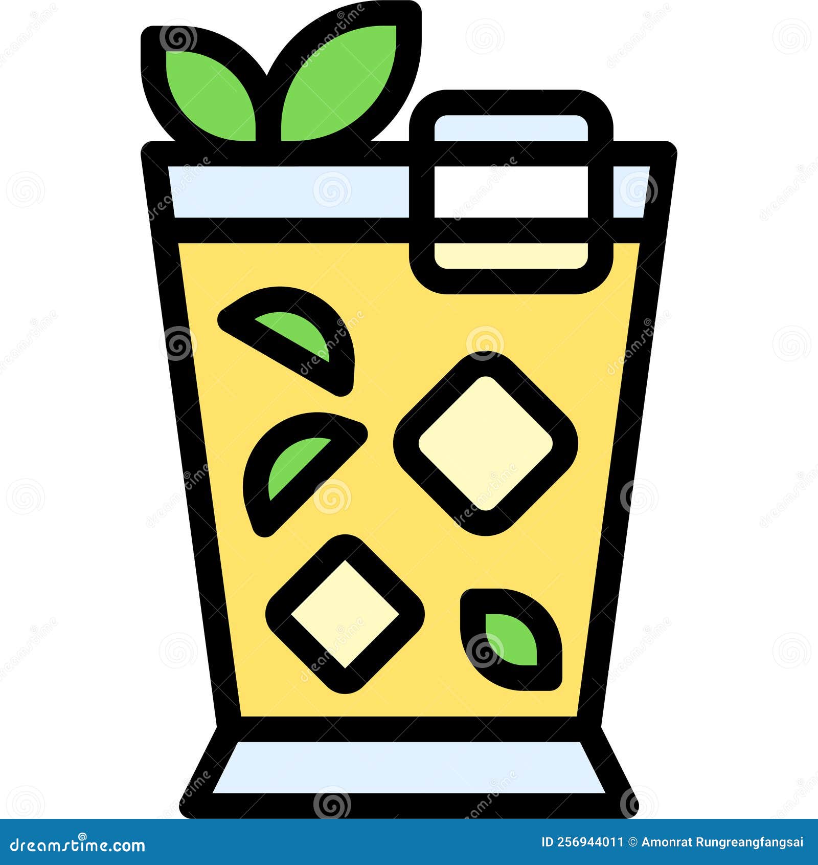 Mint Julep Cocktail Icon, Alcoholic Mixed Drink Vector Stock Vector