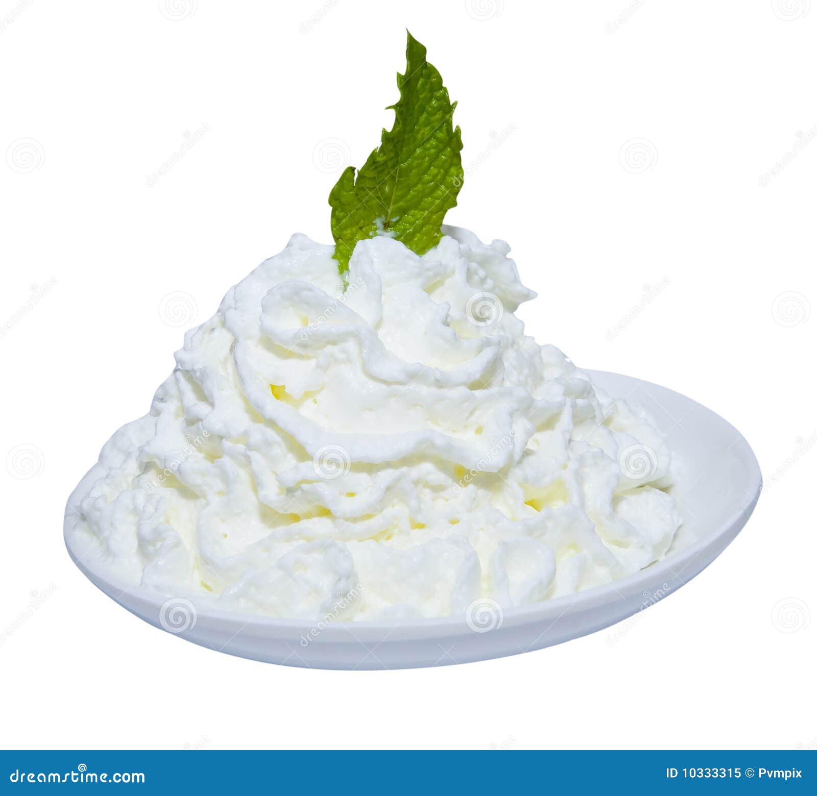 Mint Leaf in Whipped Cream stock image. Image of plate 10333315