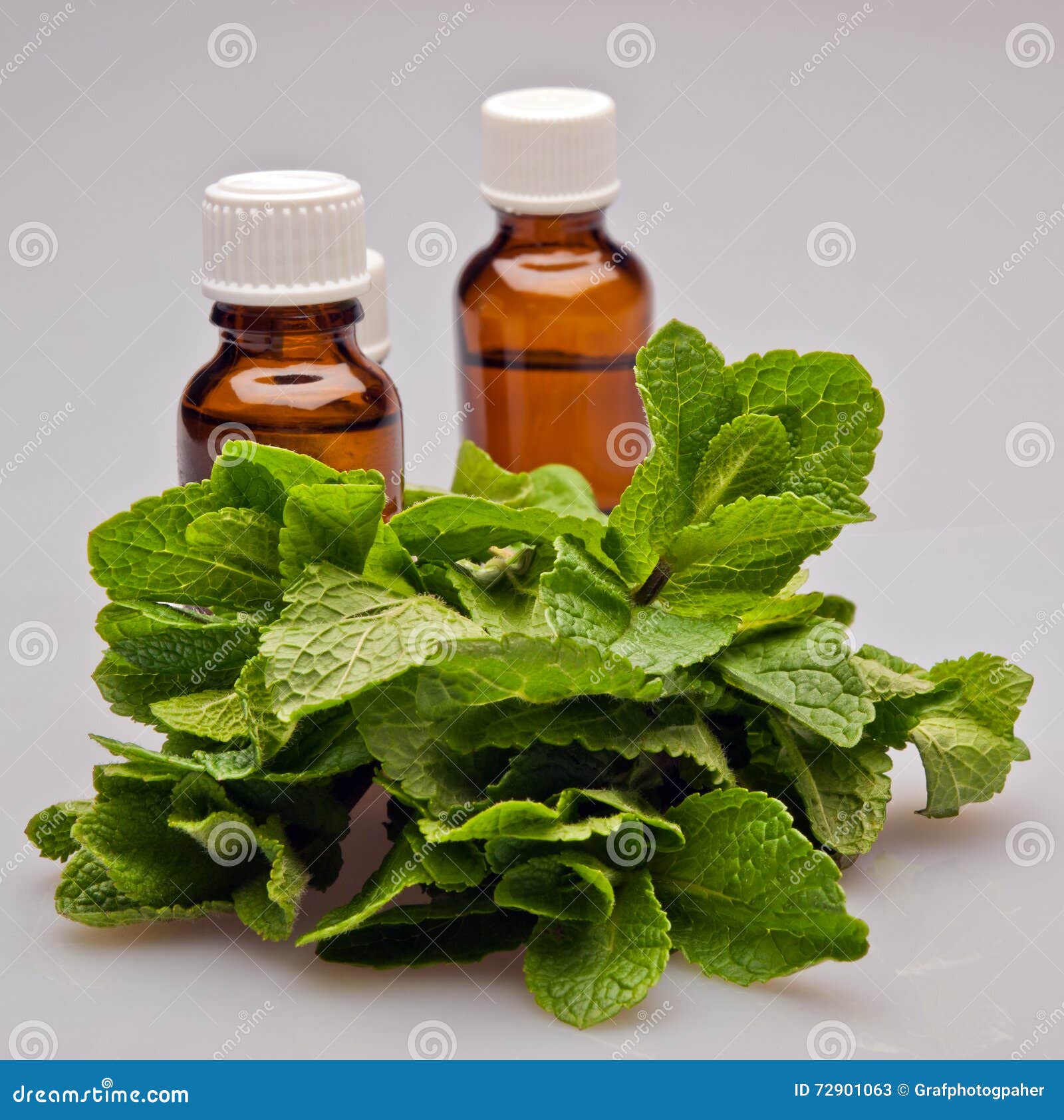 Mint leaves and bottles stock image. Image of pure, glass 72901063