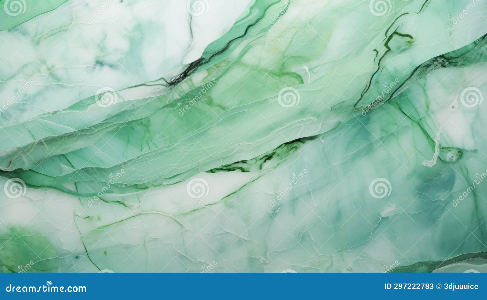 Mint Marble with Green Glass Horizontal Background. Stock Illustration
