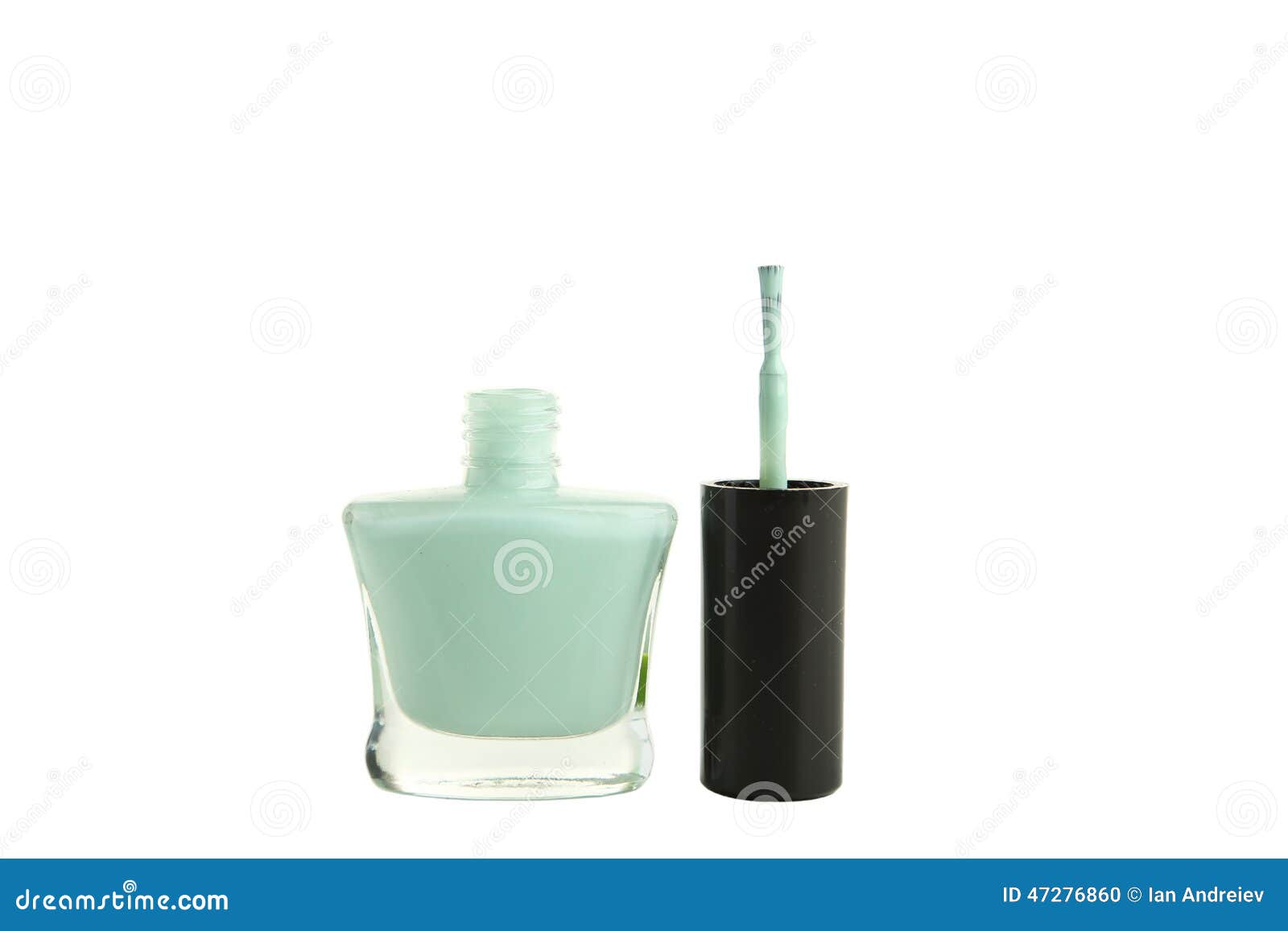 Mint Nail Polish Bottle Isolated on White Stock Photo - Image of female ...