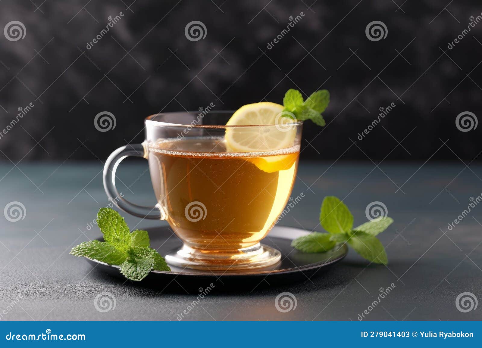 Mint tea cup. Generate Ai stock illustration. Illustration of cold