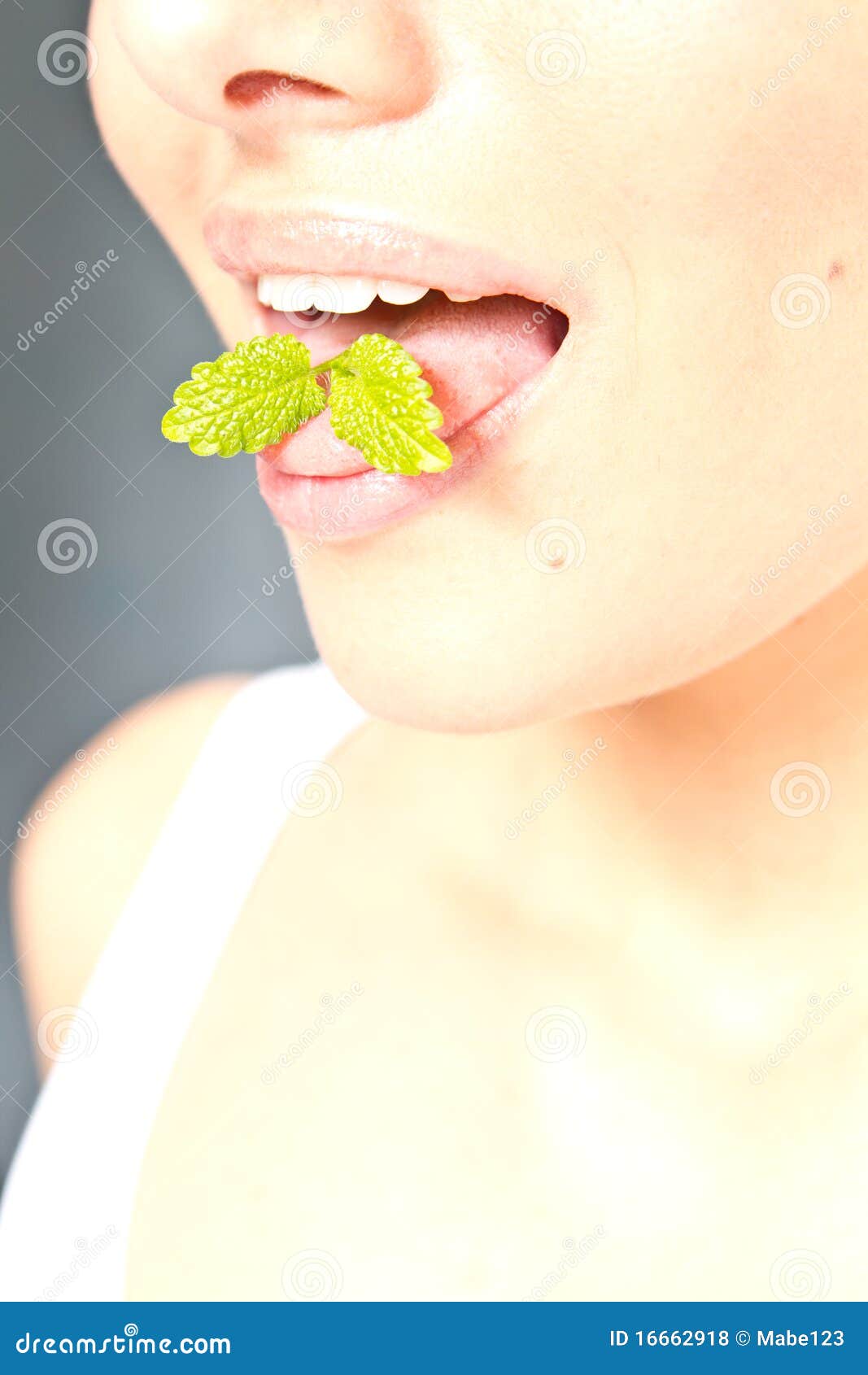 Mint on tongue stock photo. Image of chewing, teenager 16662918