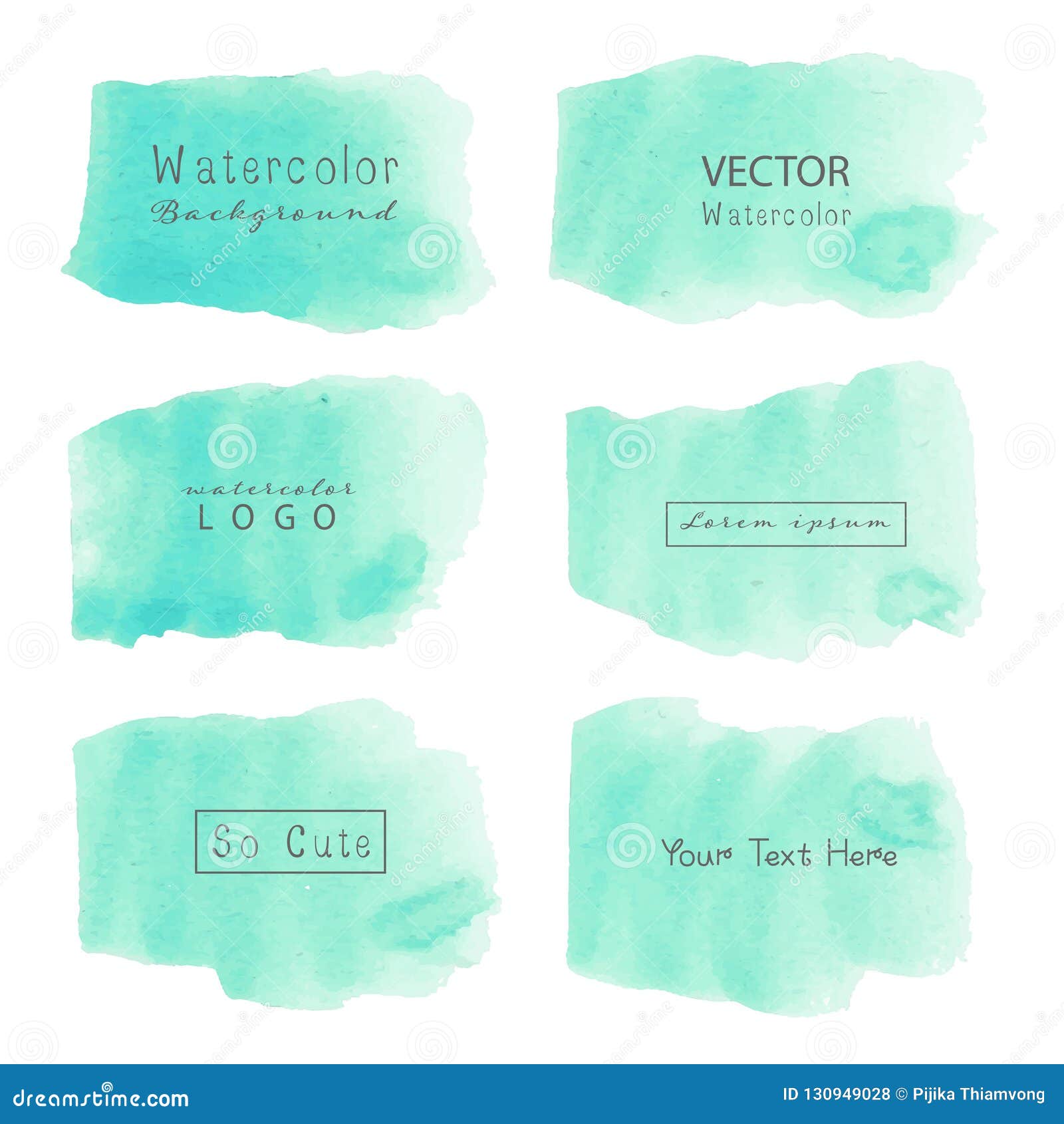 Mint Watercolor Background Pastel Watercolor Logo Stock Vector