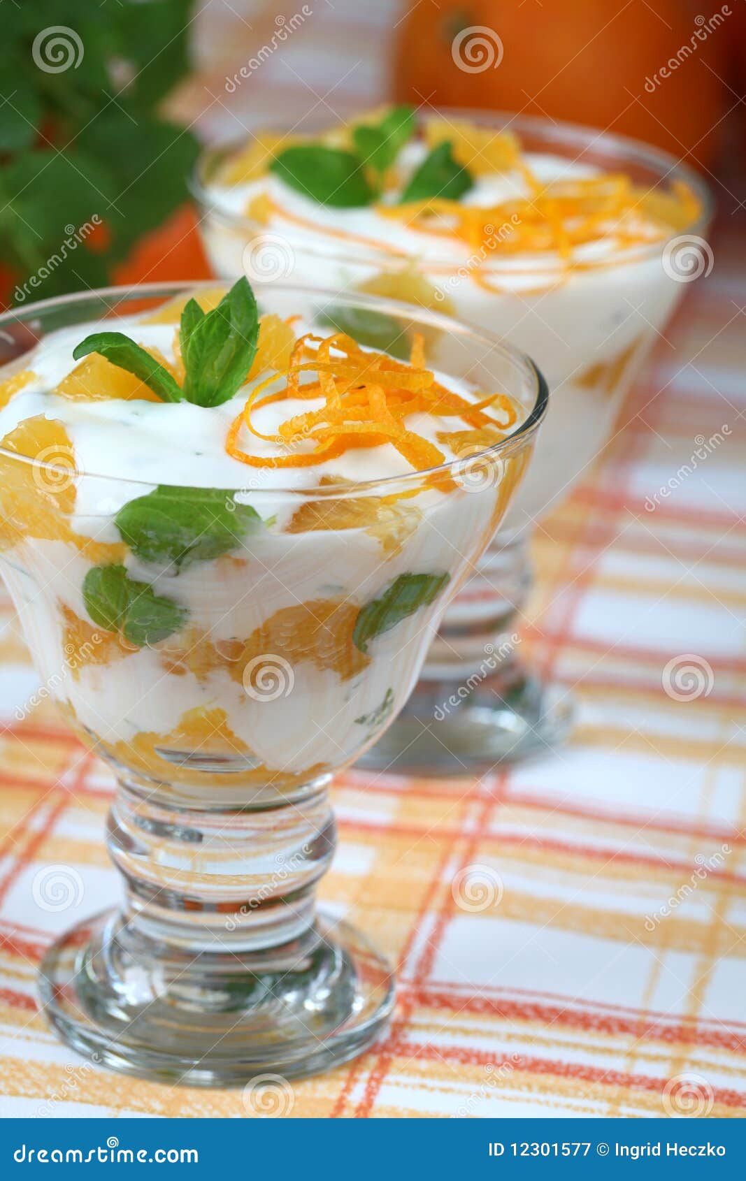 Mint Yogurt Dessert with Oranges Stock Image Image of peel, product 12301577