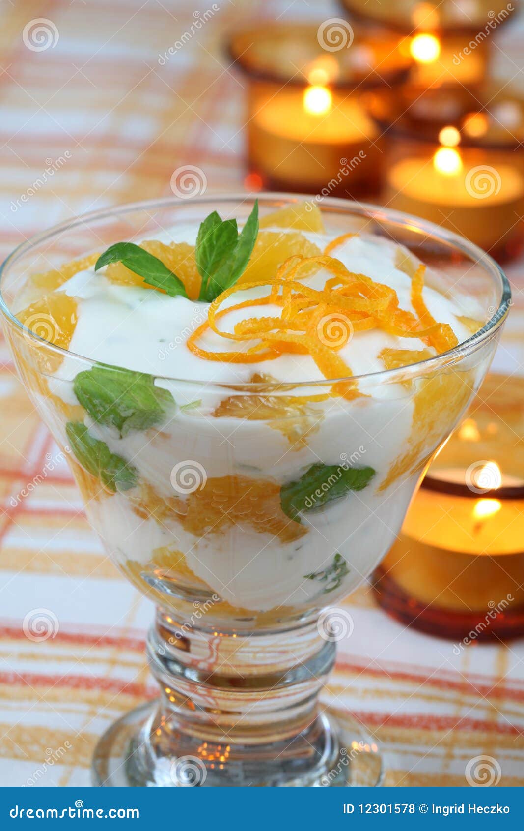 Mint Yogurt Dessert with Oranges Stock Photo Image of peppermint
