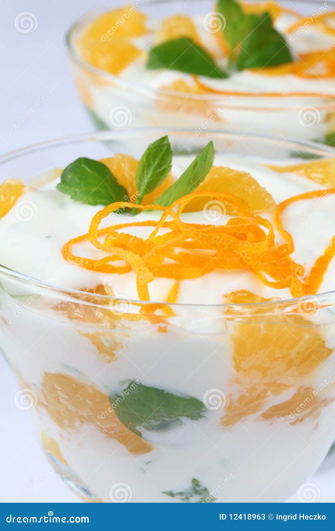 Mint Yogurt Dessert with Oranges Stock Image Image of food, orange 12418963