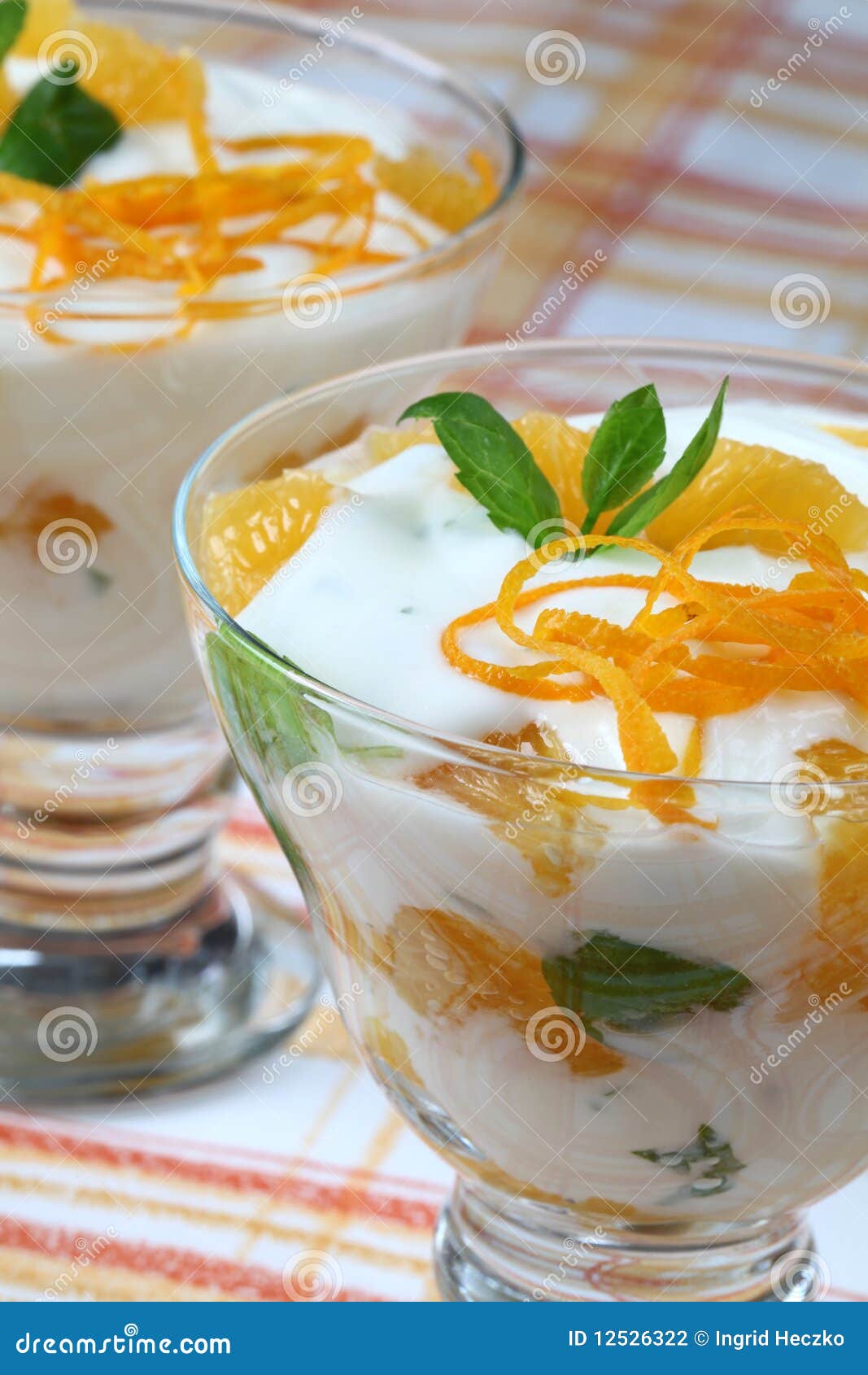 Mint Yogurt Dessert with Oranges Stock Photo Image of juicy, peel 12526322