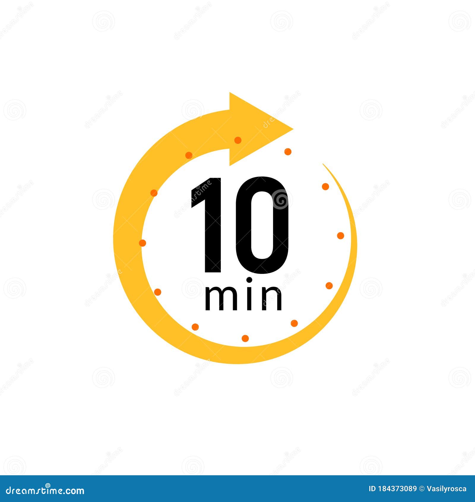 10 minutes clock quick number icon. 10min time circle icon