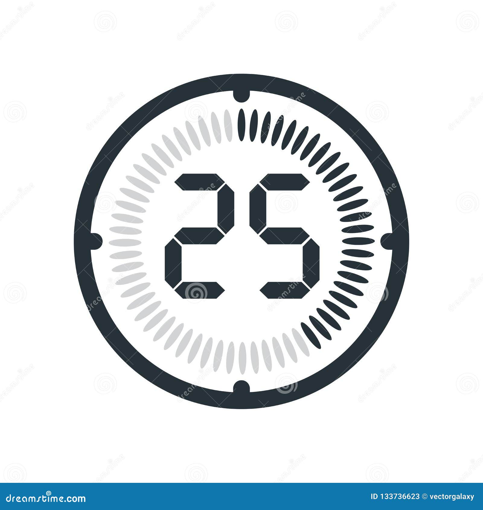 Premium Vector  Clock icon with 25 minute time interval countdown timer or  stopwatch symbol