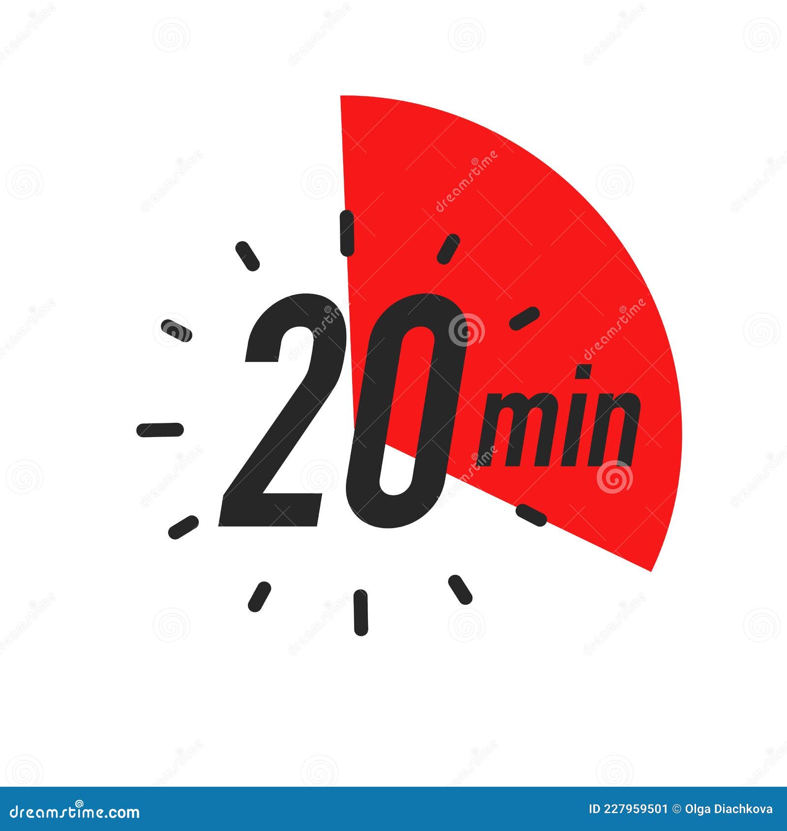 20 Minutes Timer Symbol Color Style Stock Vector Illustration of hour