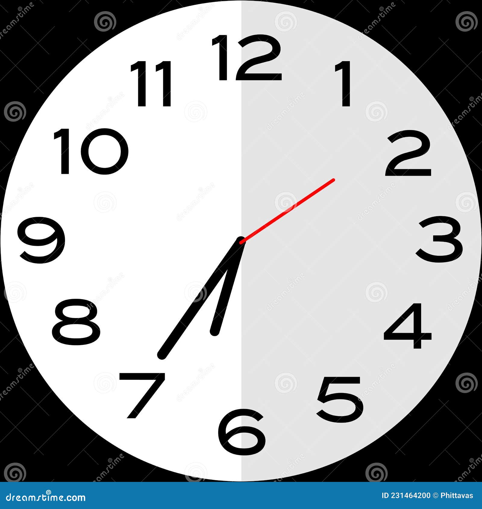 25 Minutes To 7 O`clock Analog Clock Icon Stock Illustration