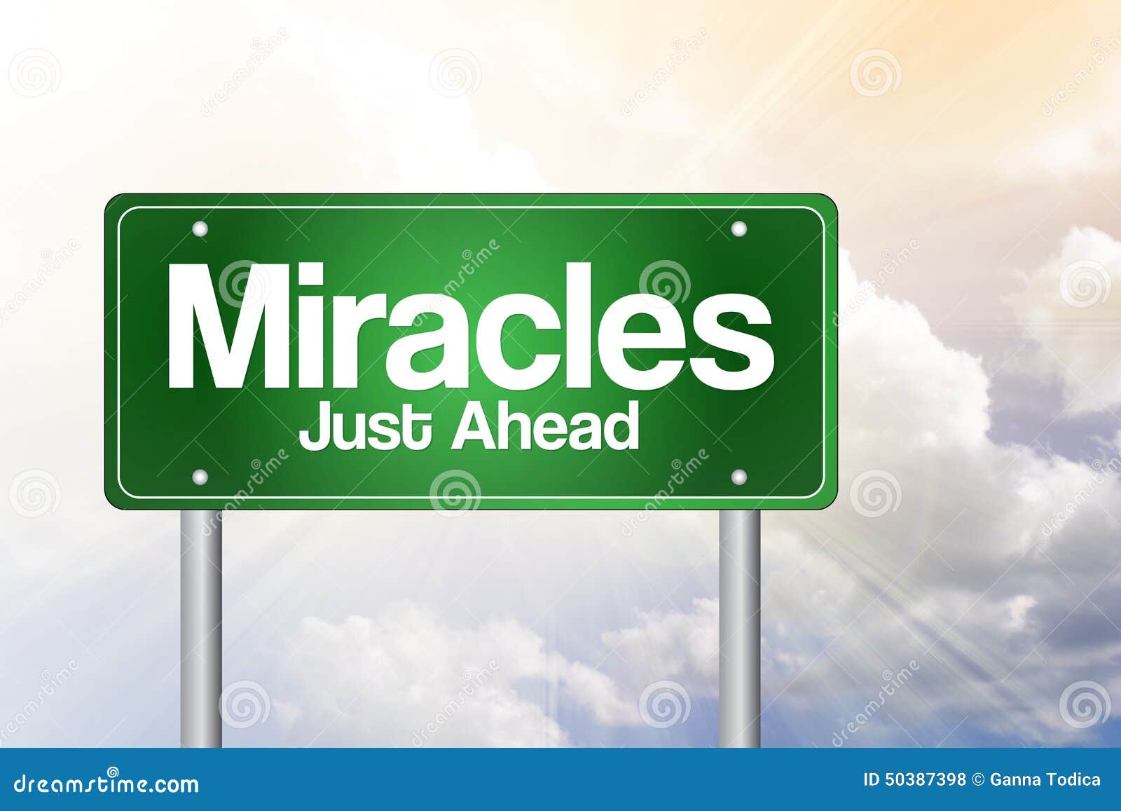 miracles green road sign
