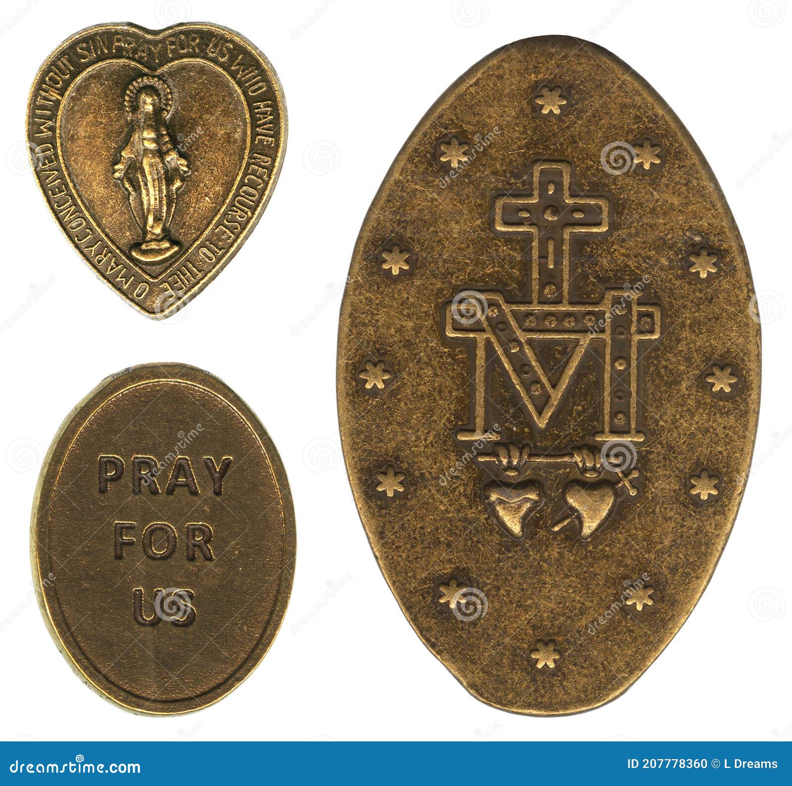 miraculous christian antique bronze medals of mary