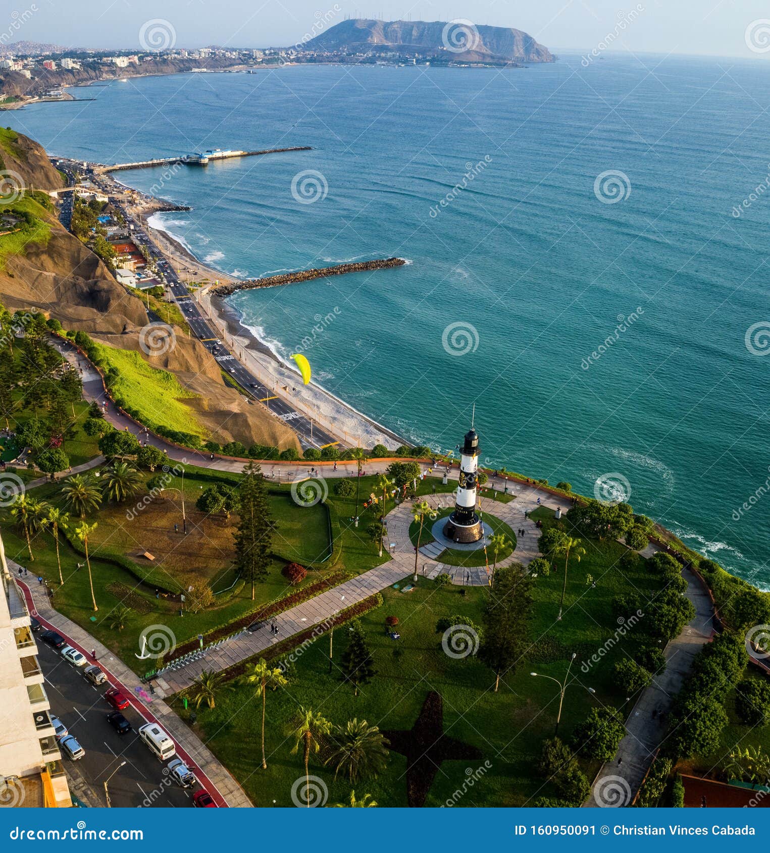miraflores lighthouse park in lima, peru