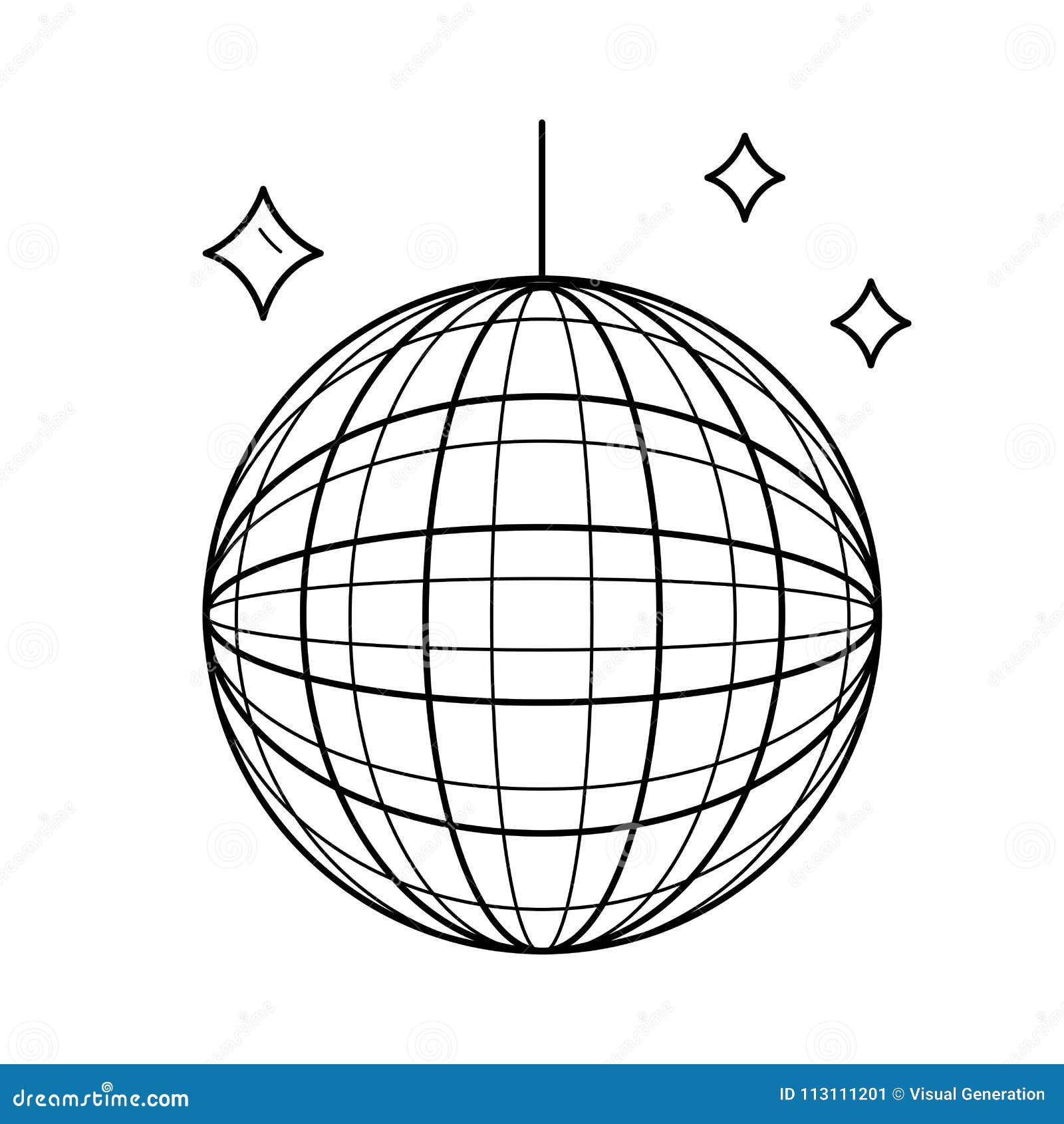 Mirror ball line icon. stock vector. Illustration of club 113111201