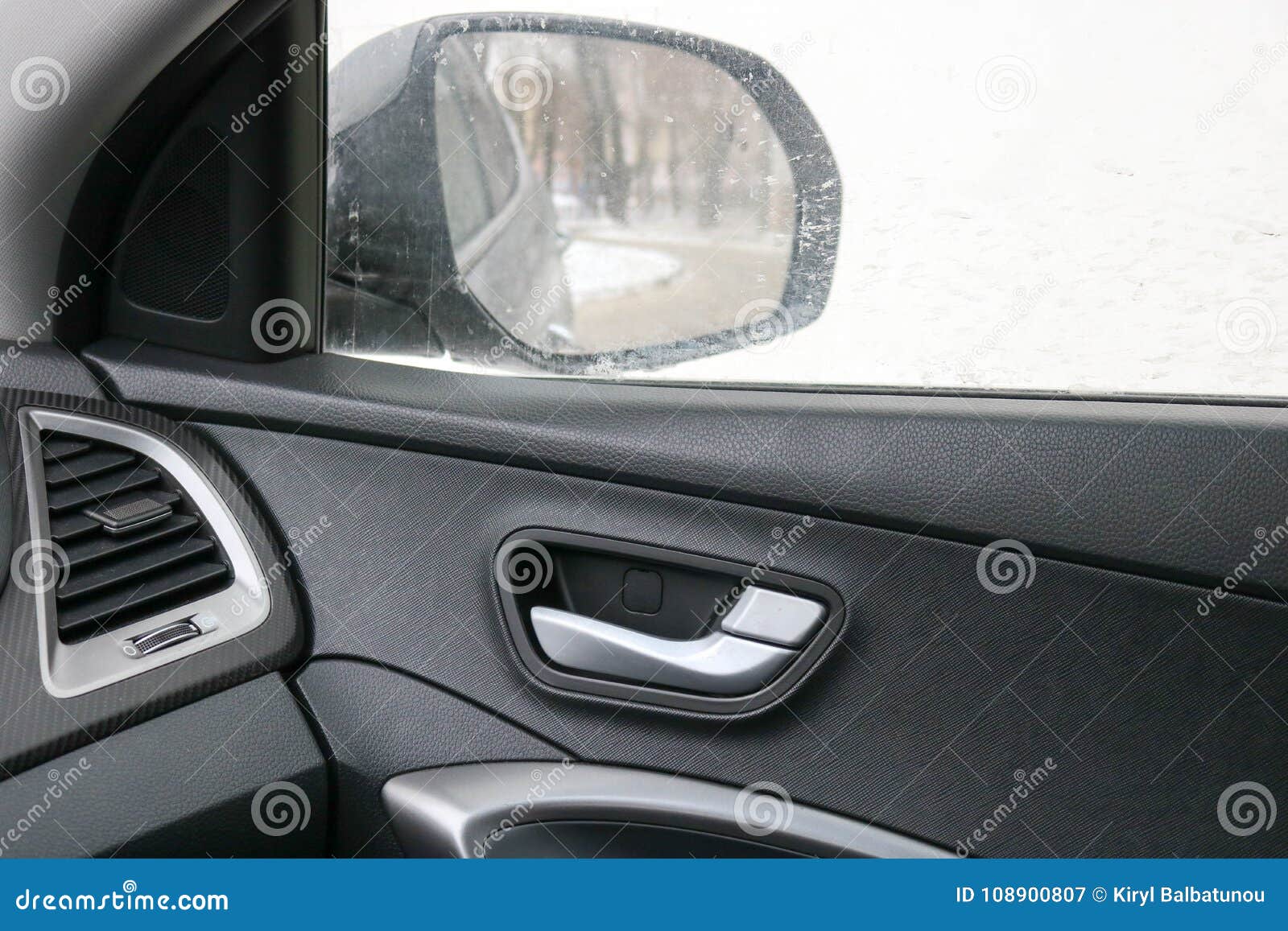 Mirror and Car Door Handle. Stock Image Image of button, parking