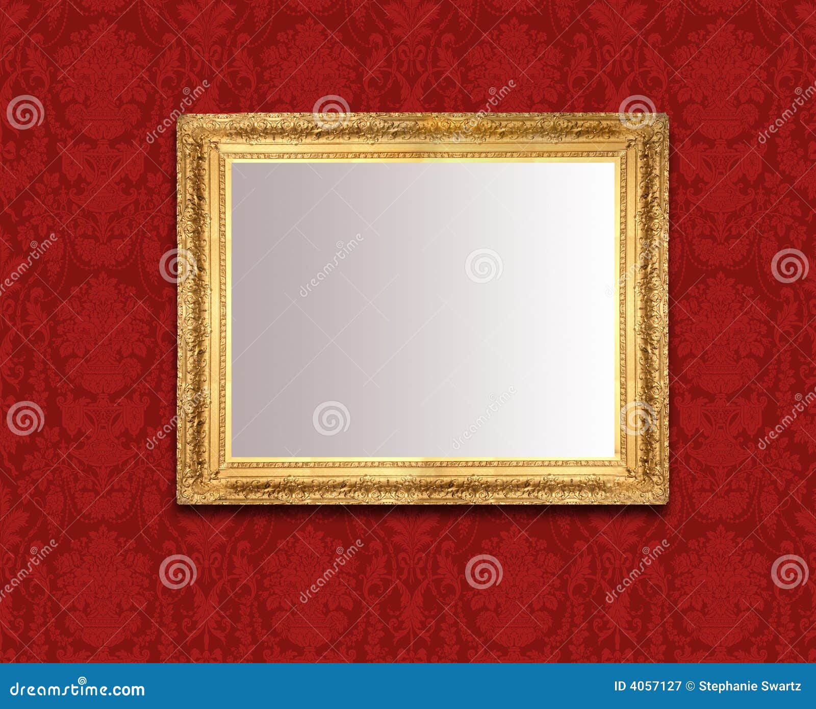 mirror on red wall