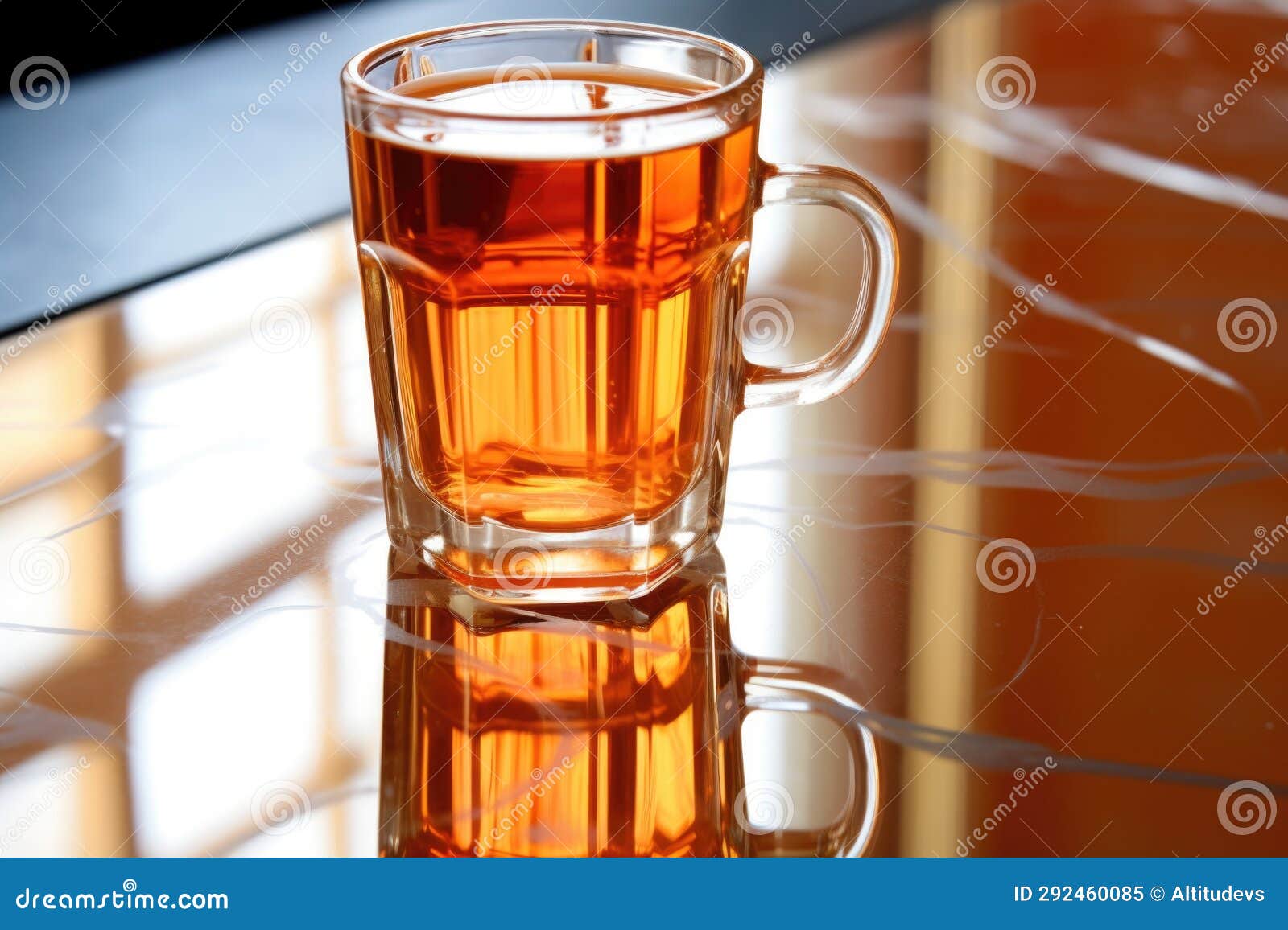 A Mirrored Reflection of a Cold Drink and a Hot Drink Stock Image