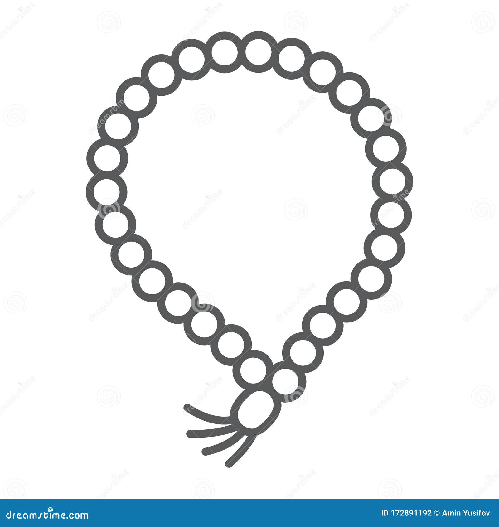 misbaha thin line icon, ramadan and dhikr, muslim tasbih sign,  graphics, a linear pattern on a white background