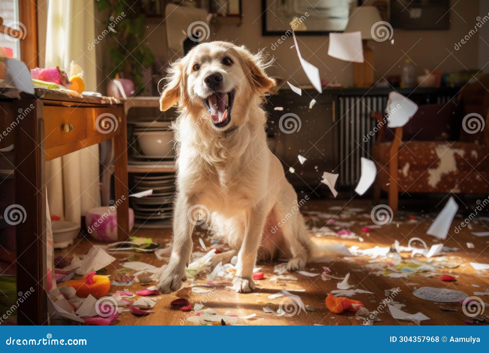 playful dog creates adorable bedlam at home