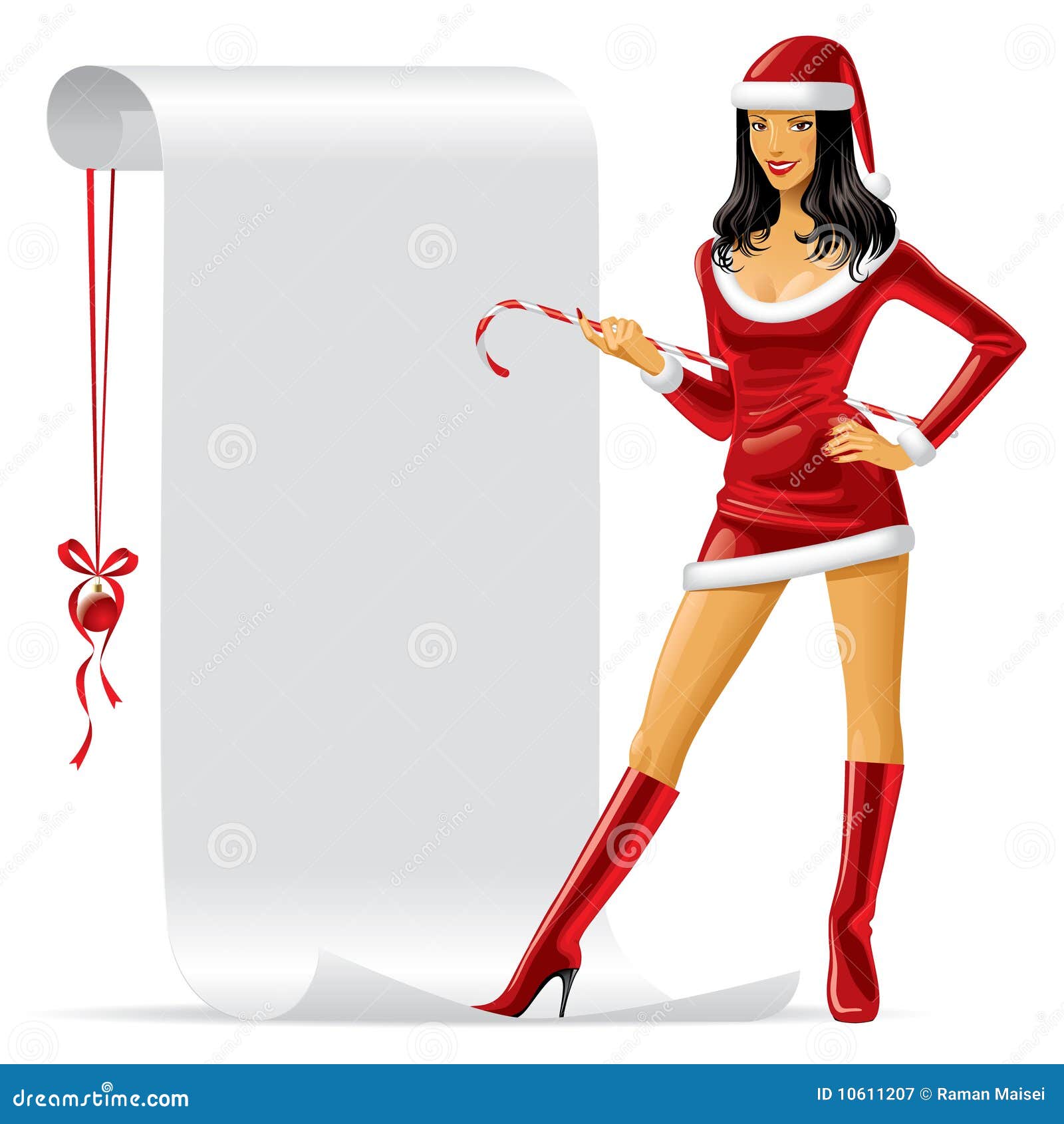 Miss Claus Stock Vector Image Of Costume Scroll Paper 10611207