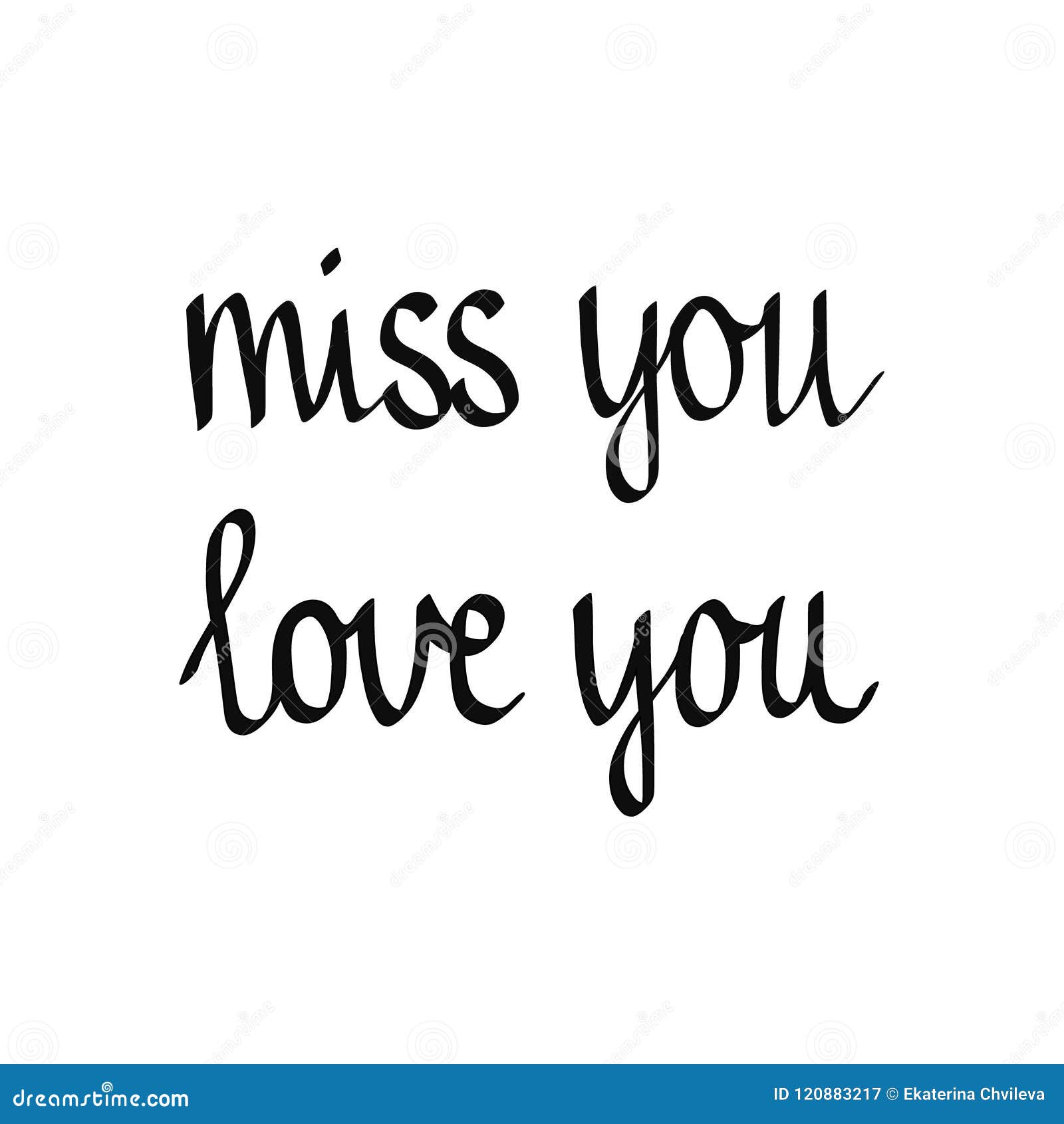 Miss You Love You Handdrawn Lettering Stock Vector - Illustration ...