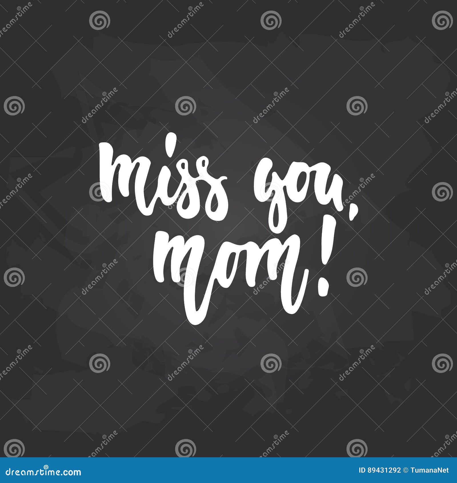 Miss You, Mom - Hand Drawn Lettering Phrase for Mother`s Day on ...