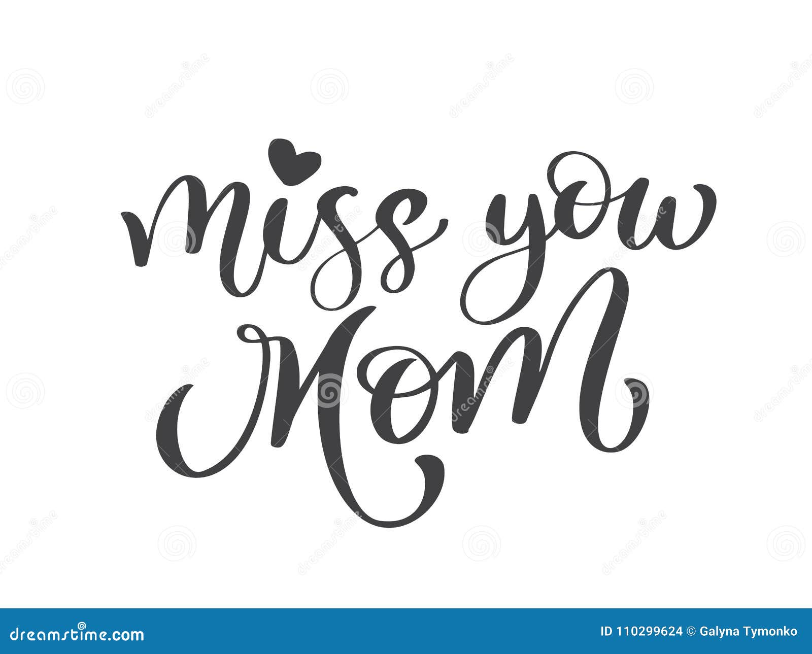 Miss You Mom Text. Hand Drawn Lettering Design. Happy Mother S Day ...