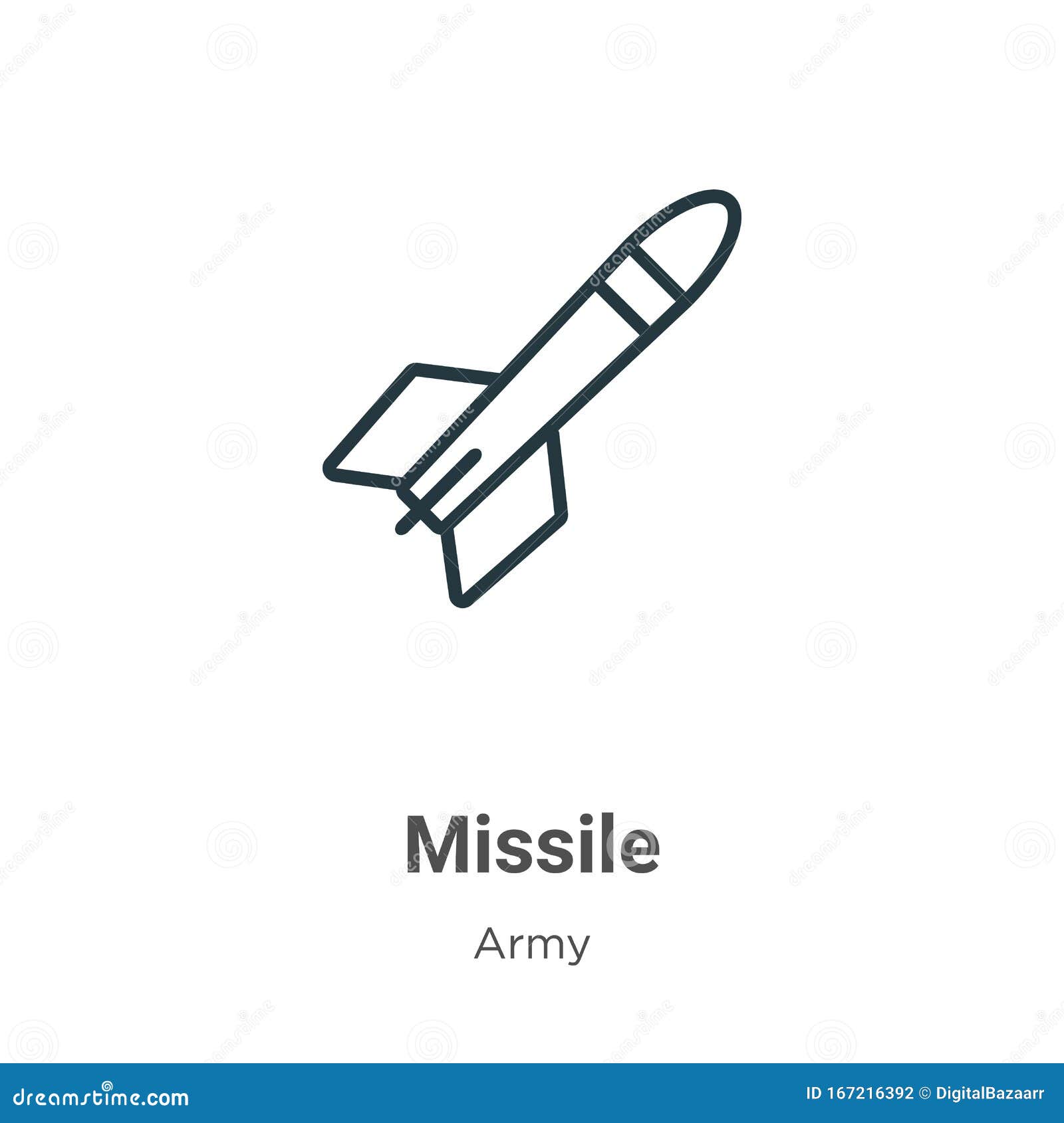 missile outline  icon. thin line black missile icon, flat  simple   from editable army concept