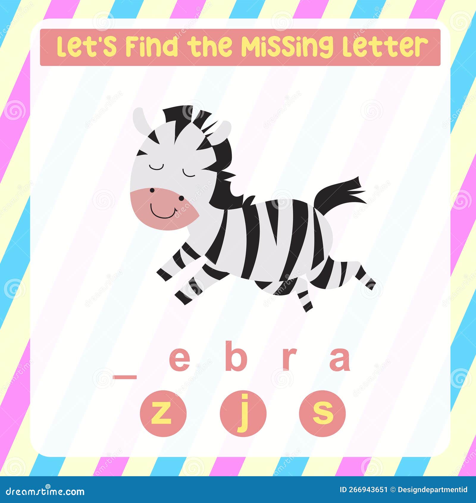 Education game for children complete the letters from cute cartoon