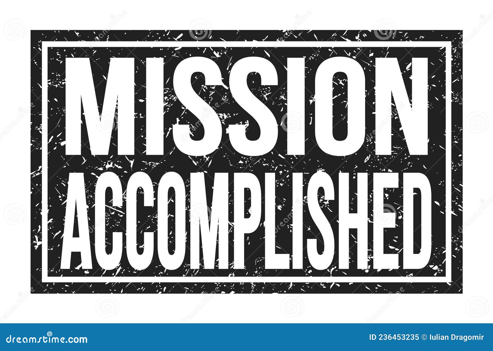 MISSION Words on Black Rectangle Stamp Sign Stock