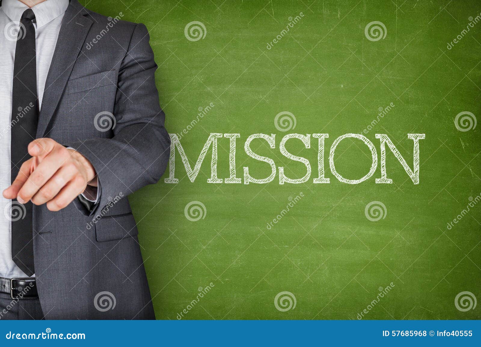 Mission on Blackboard with Businessman Stock Photo Image of