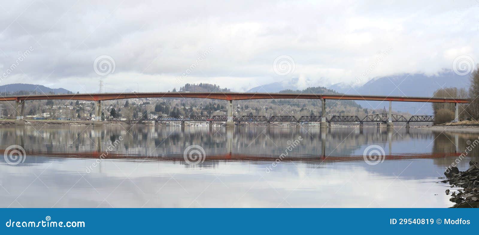 Mission Bridge in British Columbia Stock Image Image of span