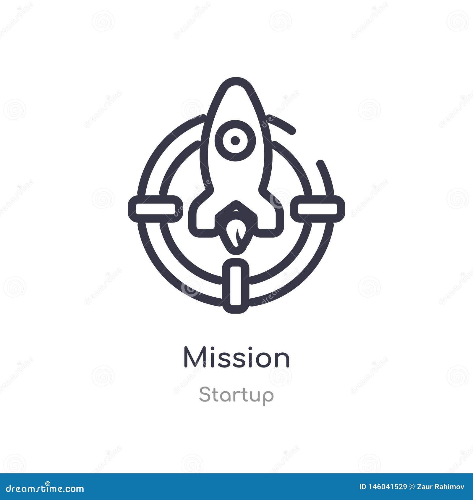 Mission Outline Icon Isolated Line Vector Illustration From Startup