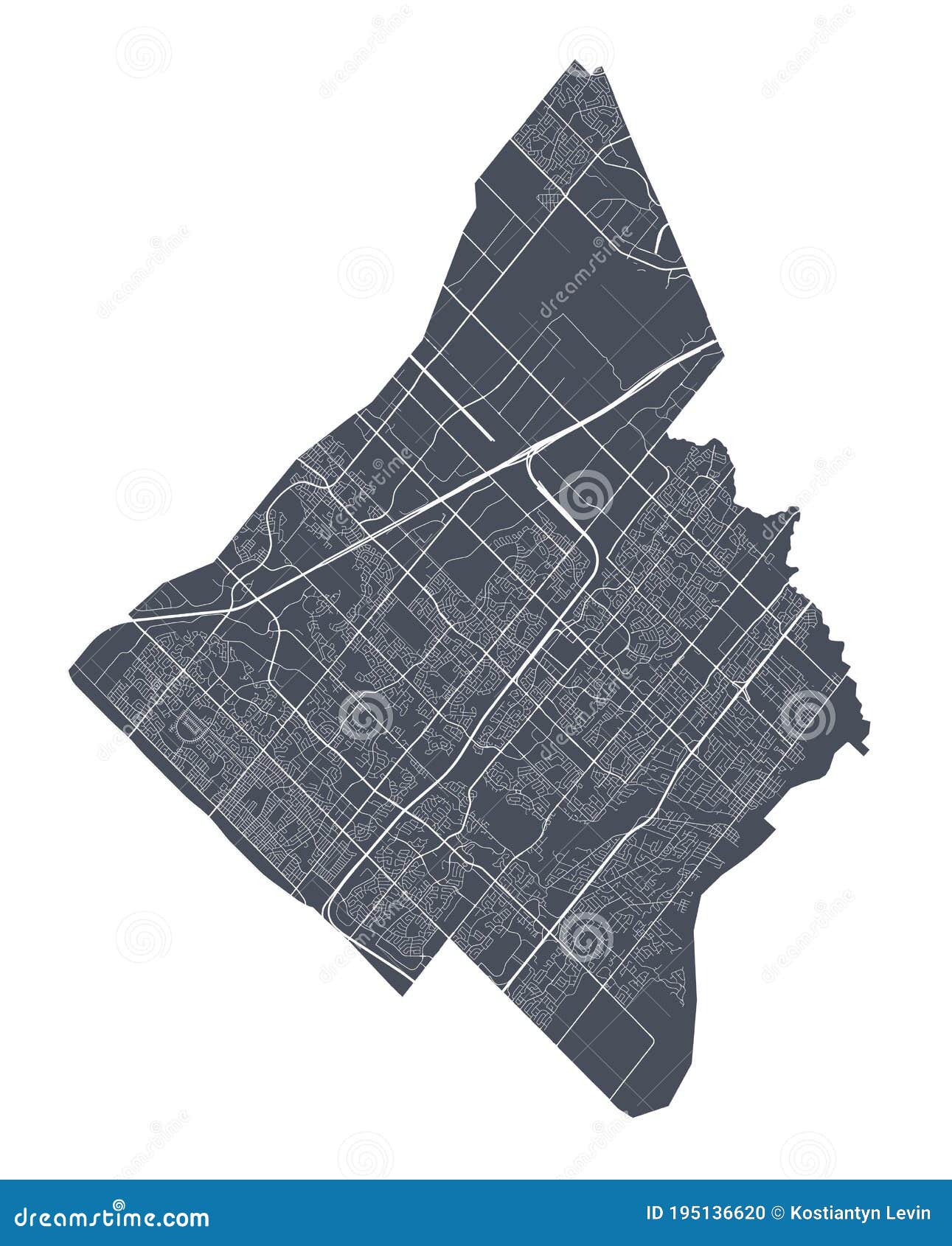 Mississauga Map Detailed Vector Map Mississauga City Administrative Area Cityscape Poster Metropolitan Aria View Mississauga 195136620 