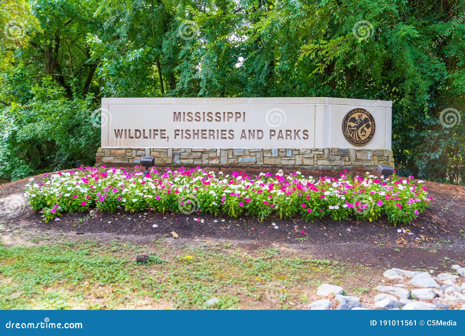 Mississippi Department of Wildlife, Fisheries and Parks Sign Outside of Headquarters in Jackson