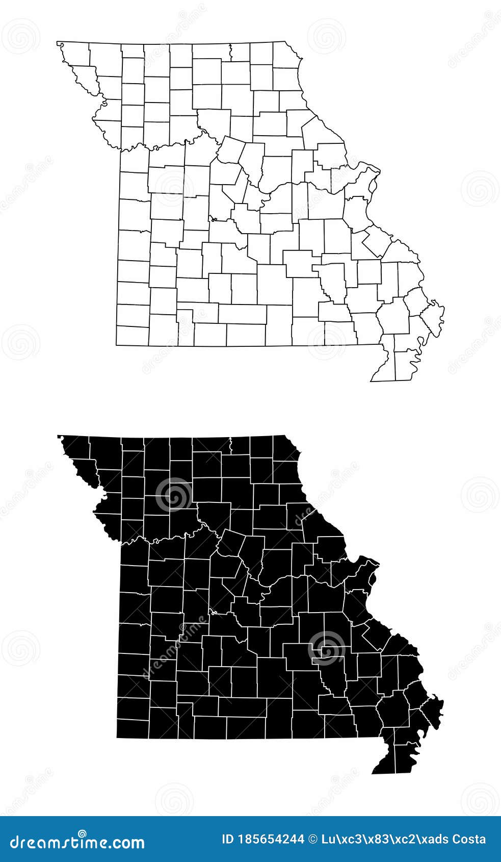 Missouri County Map Royalty-Free Stock Photo | CartoonDealer.com #185049753