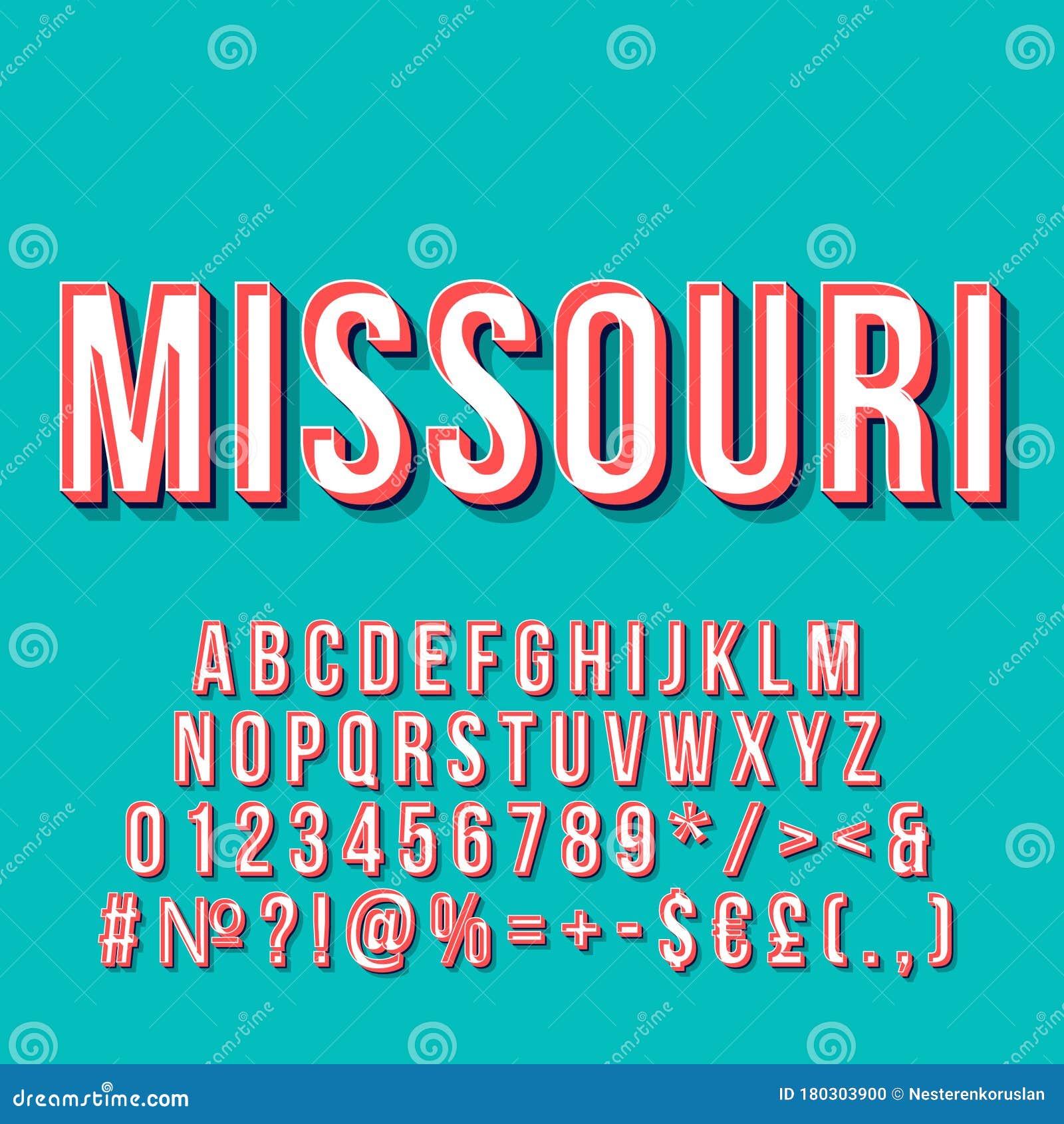 Missouri Vintage 3d Vector Lettering Retro Bold Font Typeface Pop Art Stylized Text Old School Style Letters Stock Vector Illustration Of State Sign 180303900