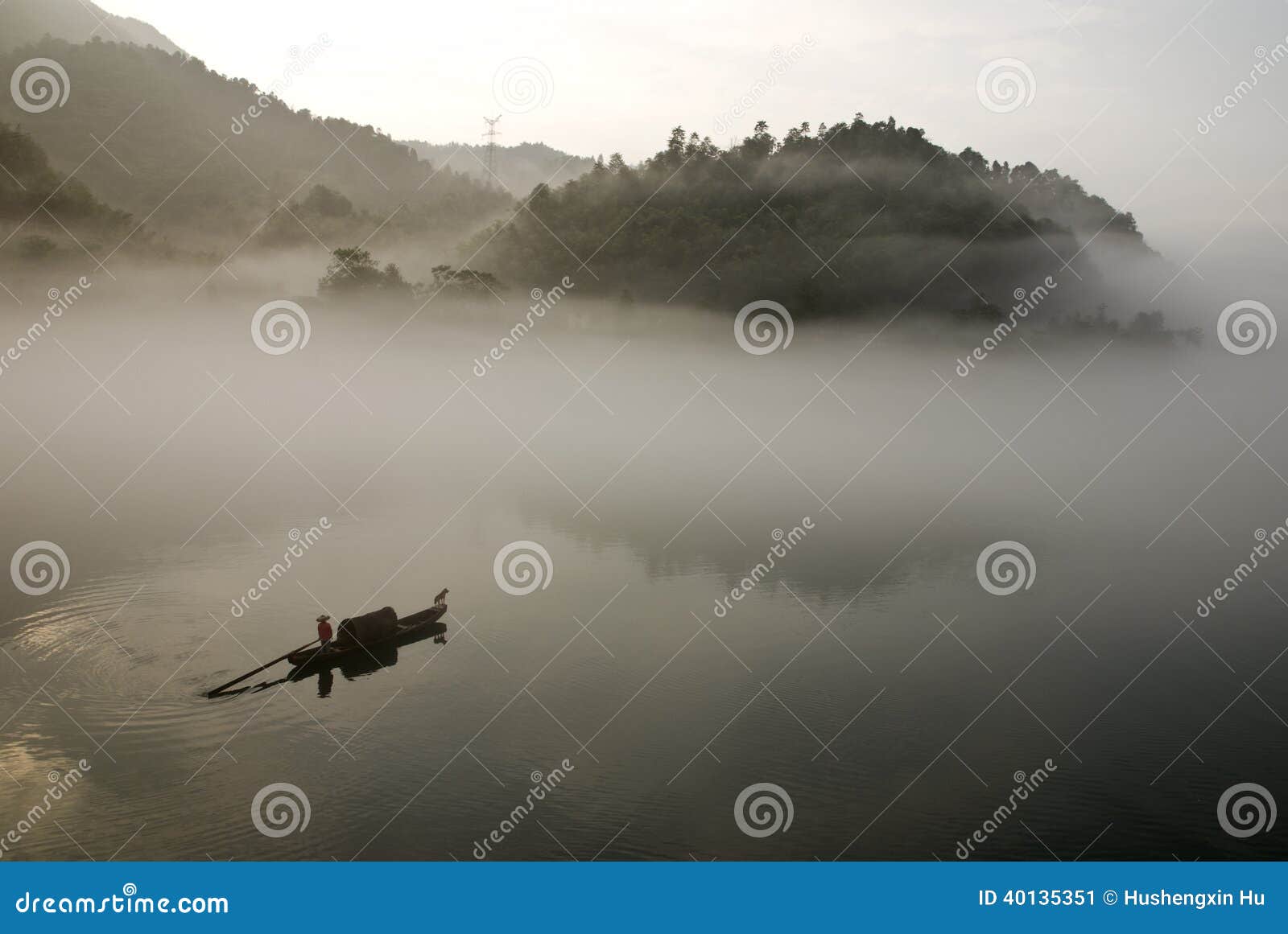 Mist XiaoDongJiang stock image. Image of hunan, natural - 40135351