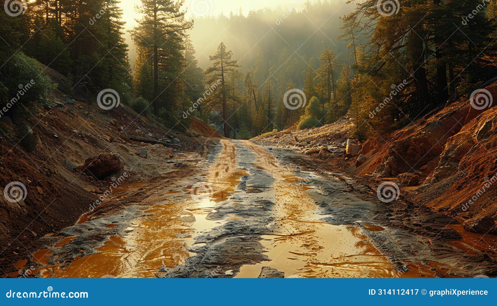 misty autumn forest trail
