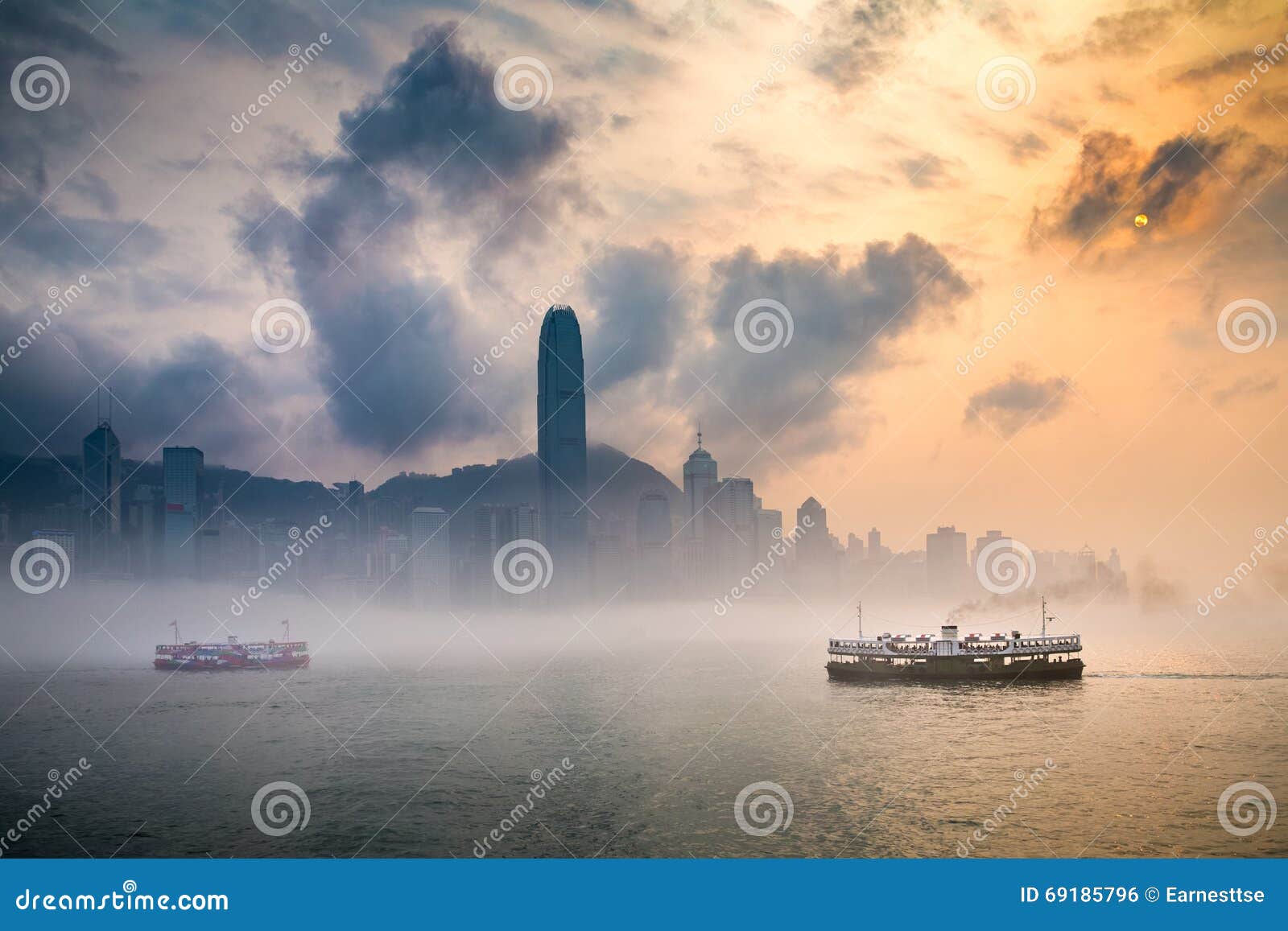 misty harbor - victoria harbor, hong kong