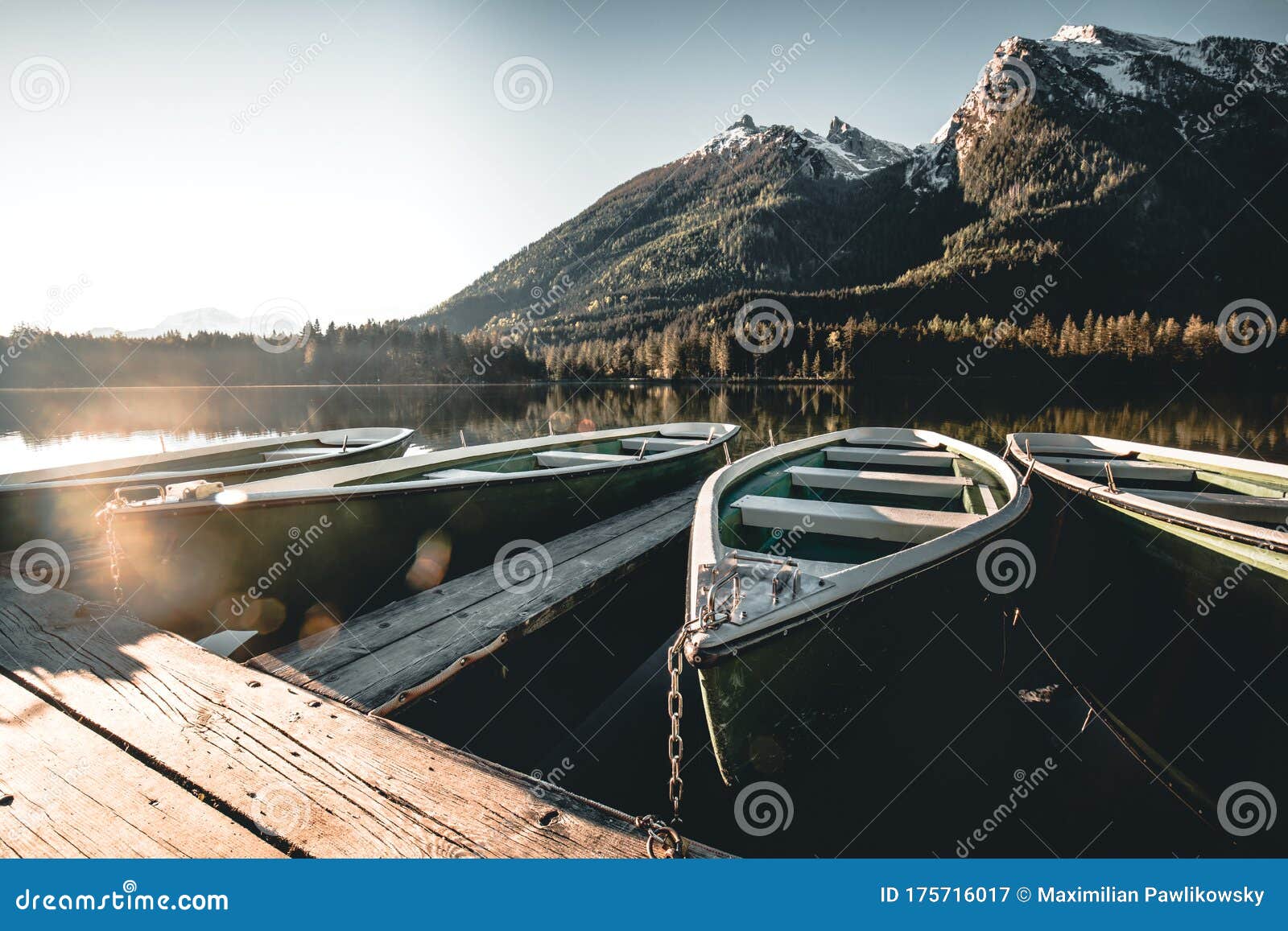 Misty Summer Morning On The Hintersee Lake In Austrian Alps Stock